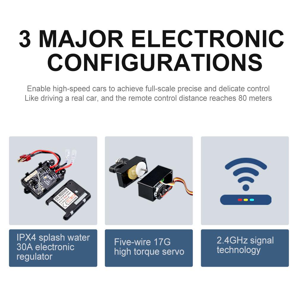 2.4G Remote Control High-Speed Off-Road Pickup Truck with Lights, Speed Up to 38KM/H, Stepless Speed Change Model Car.