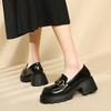 Small leather shoes women's spring new horse buckle platform leather women's shoes retro single shoes