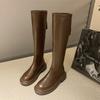 Autumn Winter Women Flats Heel Women Long Boots High Quality Soft Leather Ladies Knight Boots Casual Knee High Boots