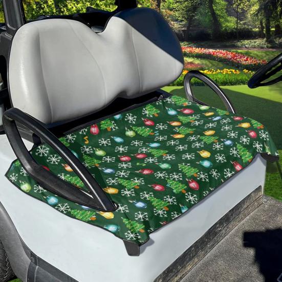 Christmas Golf Cart Seat Cover Santa Snowflake Snowman Cart Seat Towel Blanket for 2-Seat Club Car Washable Golf Cart Accessory