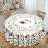 Flower And Bird Tablecloth, Pastoral Round Tablecloth, Flower And Bird Element Tablecloth, Dining Table Decorative Cloth, Green Leaf Flower