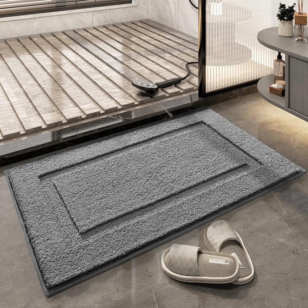 Tappetino da Bagno Monocolore, Tappetino da Bagno in Microfibra Floccata con Texture 3D, Asciugatura Rapida & Antiscivolo, Tappeti Assorbenti Ispessiti