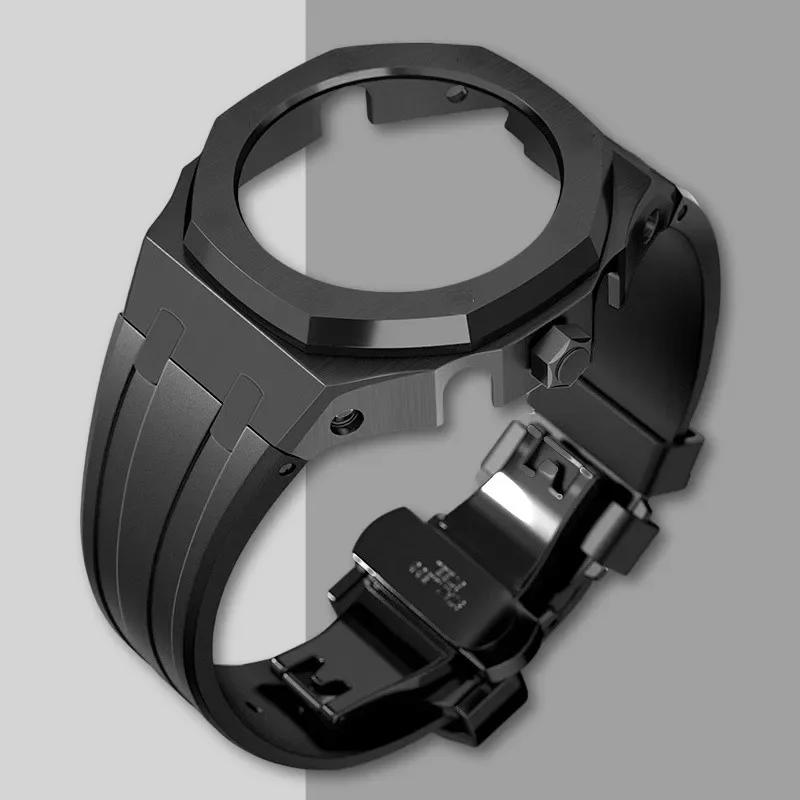 Ny Gen5 Casioak-fodral i rostfritt stål för G-Shock GA2100 Mod-kit Modifieringssats Metallram gummiband för GA2110 GAB2100