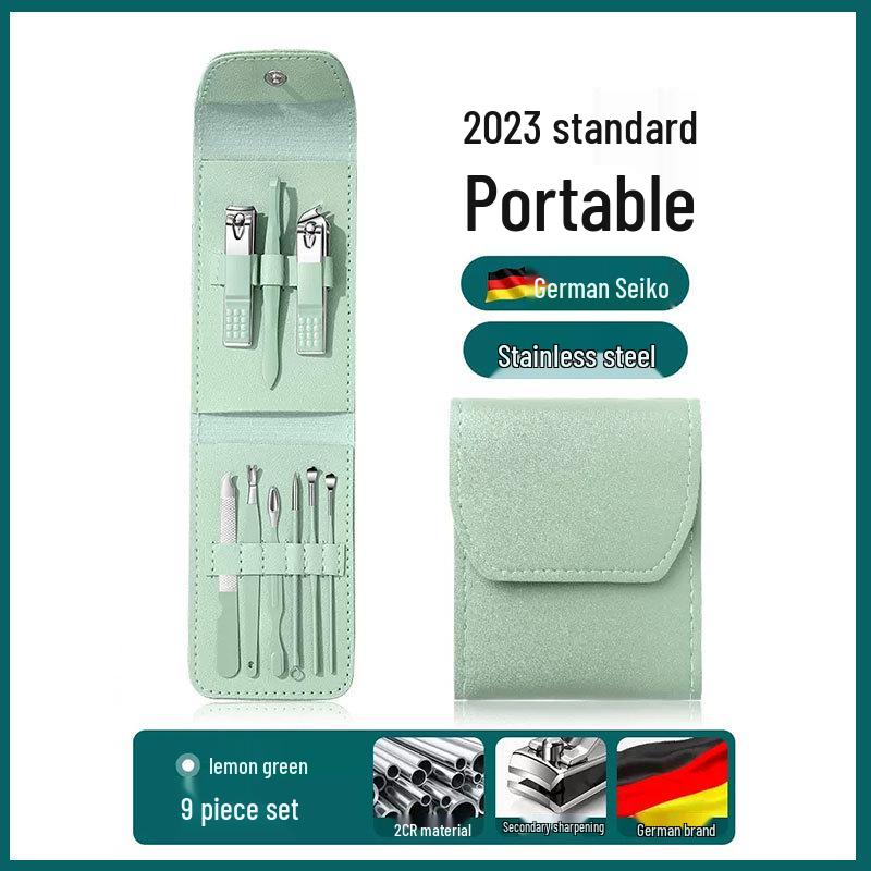 16-Piece Matcha Green Manicure Set: Nail Clippers, Scissors, Ear Pick, Pedicure Tools