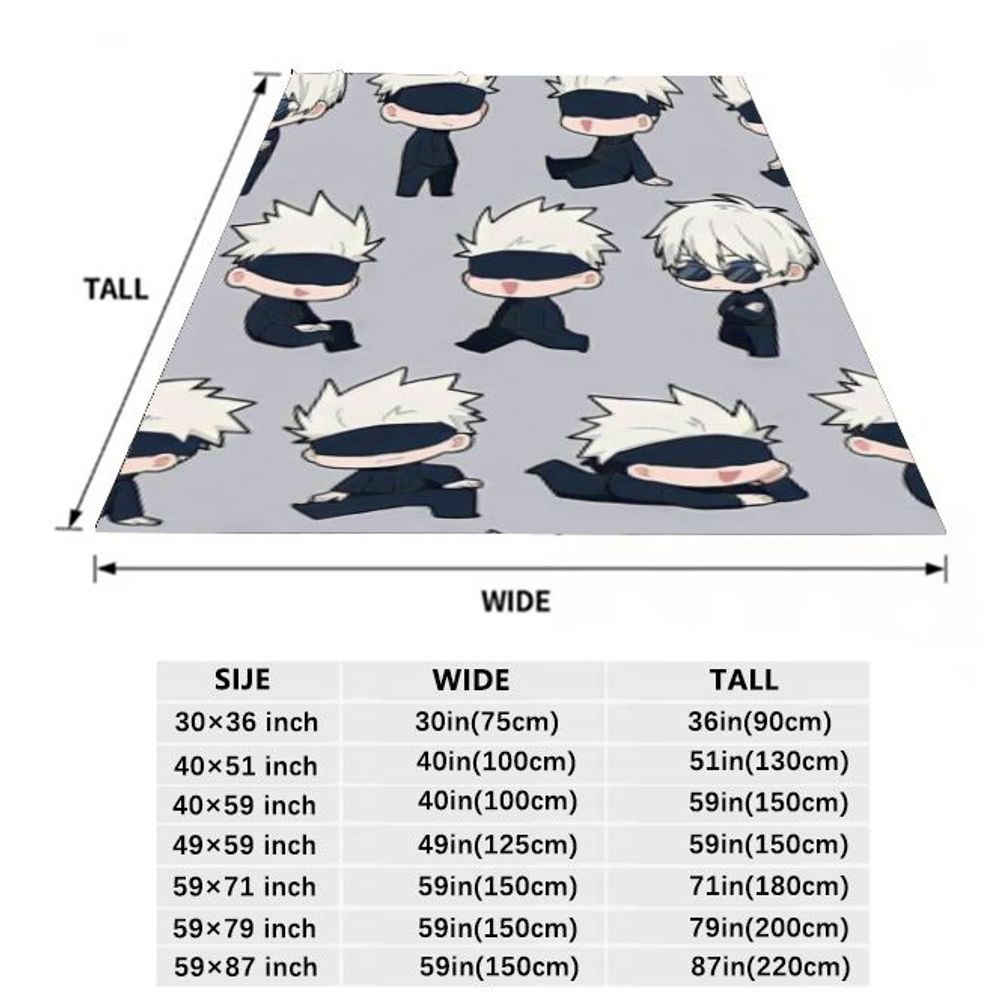 Charming Chibi Characters Throw Blanket - Soft Light Gray Fleece Blanket Featuring Adorable White-Haired Characters in Black Out