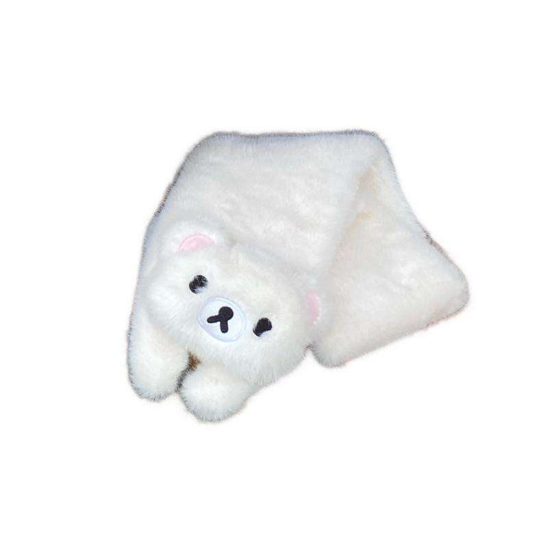 Cute Little Bear Plush Scarf for Women, Winter Style, College Trend, Warm and Versatile, New Model Neck Warmer