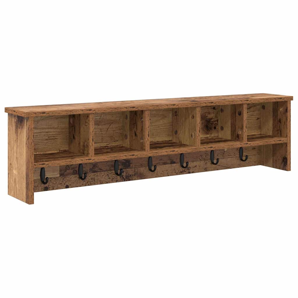 Wall Mounted Nightstand with Shelf Reclaimed Wood Look 100 x 16 x 26 cm