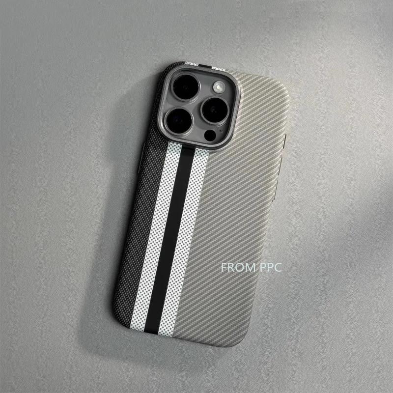Carbon Fibre for MagSafe Cover Case for iPhone 17 16 15 14 Pro Max Wireless Charging Magnetic Phone Shell Camera Ring Hard Coque