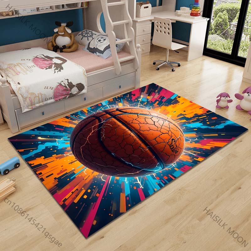 

Multiple sizes Basketball with cracked effect background Carpet for Living Room Bedroom Sofa Home Decor Rus Non-slip Floor Mat 40cm x 60cm