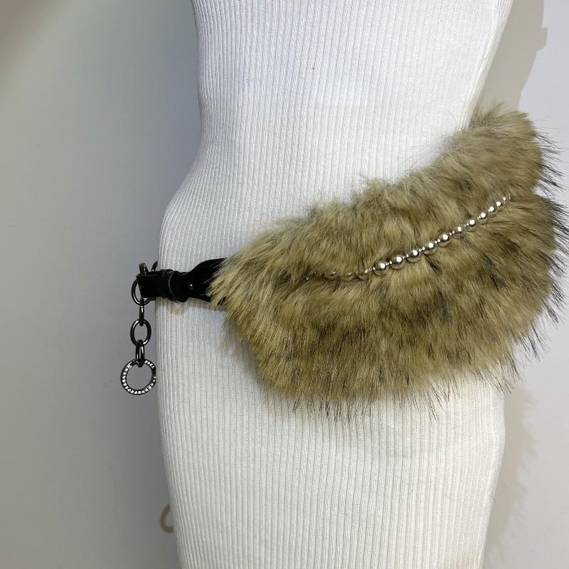 Street Corn-eye Metal Buckle, Furry Patchwork, Niche Belt, Spicy Girl Style, Individual Cinched Waist, Slimming, Versatile Belt