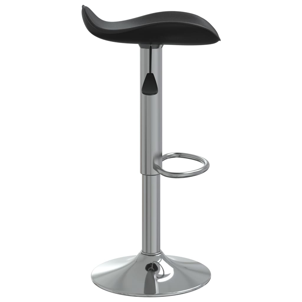 Black Bar Stool Chrome Plated Steel and Faux Leather