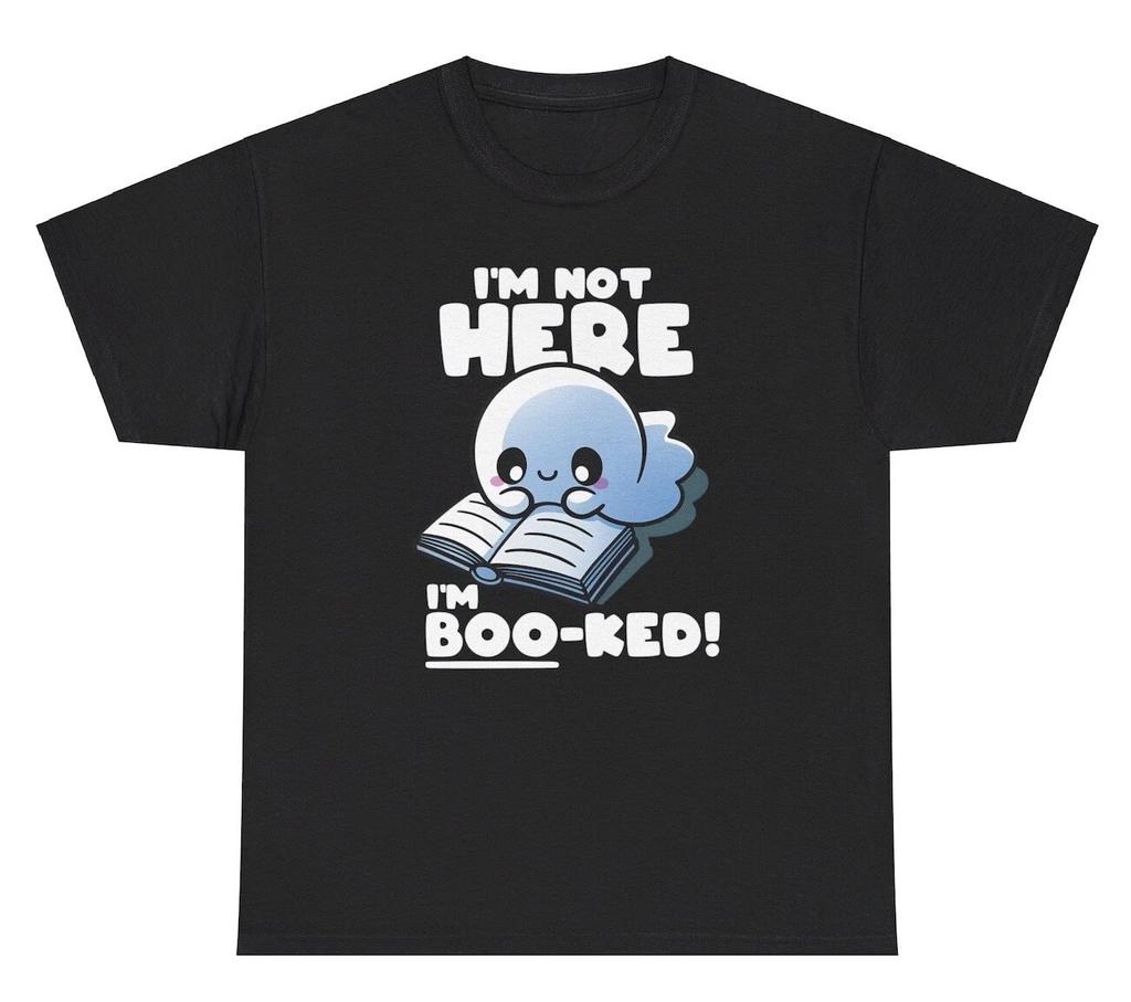 I’m Not Here I’m Boo-Ked Book Ghost T Shirt Funny Silly Ironic Gen Z Weird Tee