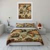 Vintage Treasure Map Design Bedding Duvet Cover Set Duvet Cover Pillowcases  (1*Duvet Cover 2*Pillowcases, Without Duvet Insert)