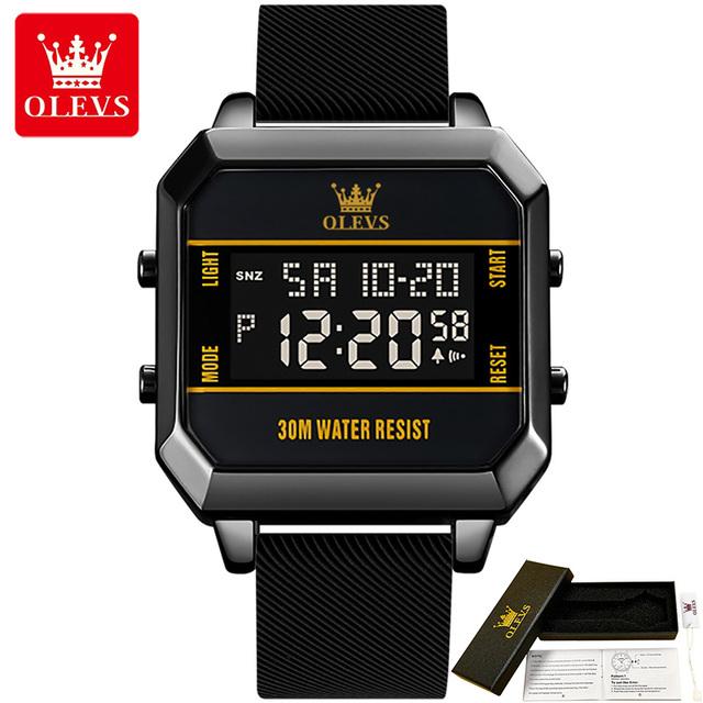Silicone Strap Fashion Men Wristwatch Waterproof Digital Quality Multifunctional Watches for Men Calendar Luminous