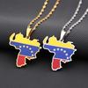 Unisex Elegant Venezuela Map Flag Pendant Necklace - Fashionable Stainless Steel Jewelry