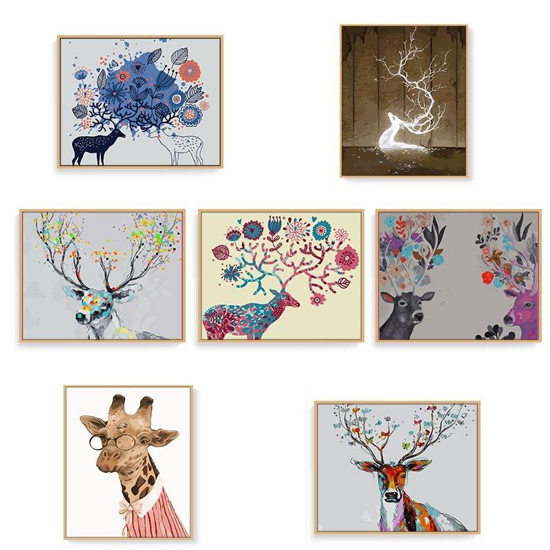 

40*50 СМ Diy Цифровая Живопись Ручная Роспись Украшение Гостиной Картина Олень Серия