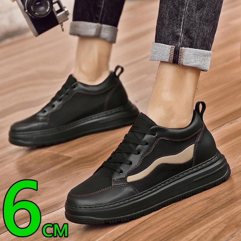 Mesh+Leather Height Increasing Elevator Shoes Men Woman Comfort Breathable Height Increase 6CM Man Sneakers Lift Casual Shoes