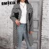 Autumn Winter Women's Loose Long Single-breasted Cardigan Plaid Coat for Women