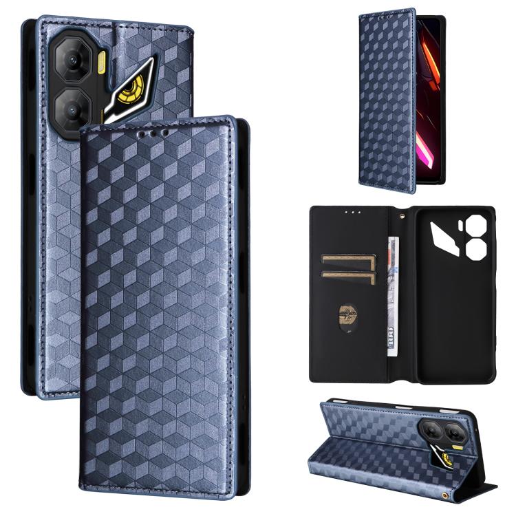 Cubic Grid Texture Flip Leather Phone Case