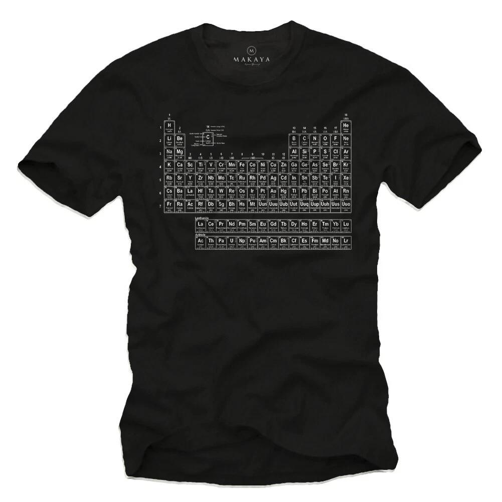 Camiseta de la Tabla Periódica para Hombre Divertida Genial Regalo de Ciencia Prof Estudiante Negra