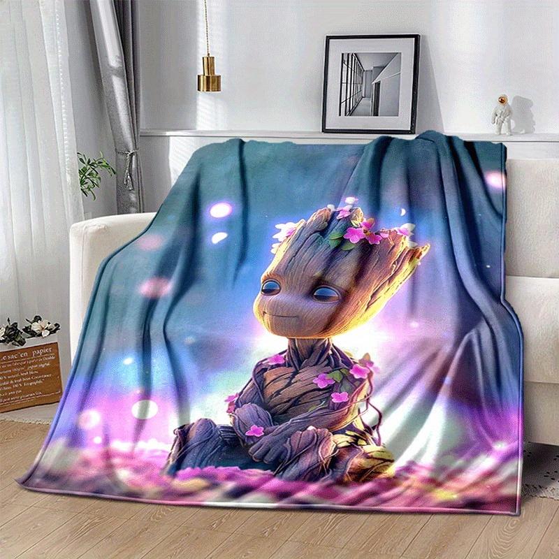 1pc Groot Printing Blanket - Soft, All-Season Throw for Office Blanket, Personalized Gift with Adorable Cartoon Design