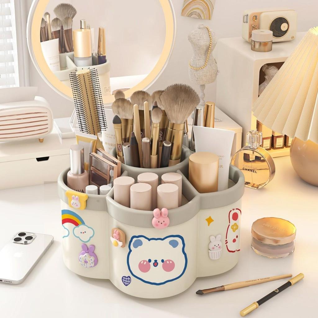 Multi-Function Rotating Pen Holder and Storage Box - Cute Design, Large Capacity for Student Desktops