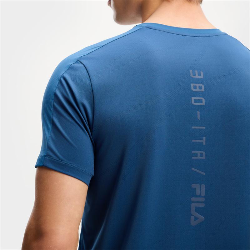FILA T Shirts Men's Ice Dusty Blue Crew Neck Moderate Straight Fit A11M431116FBU