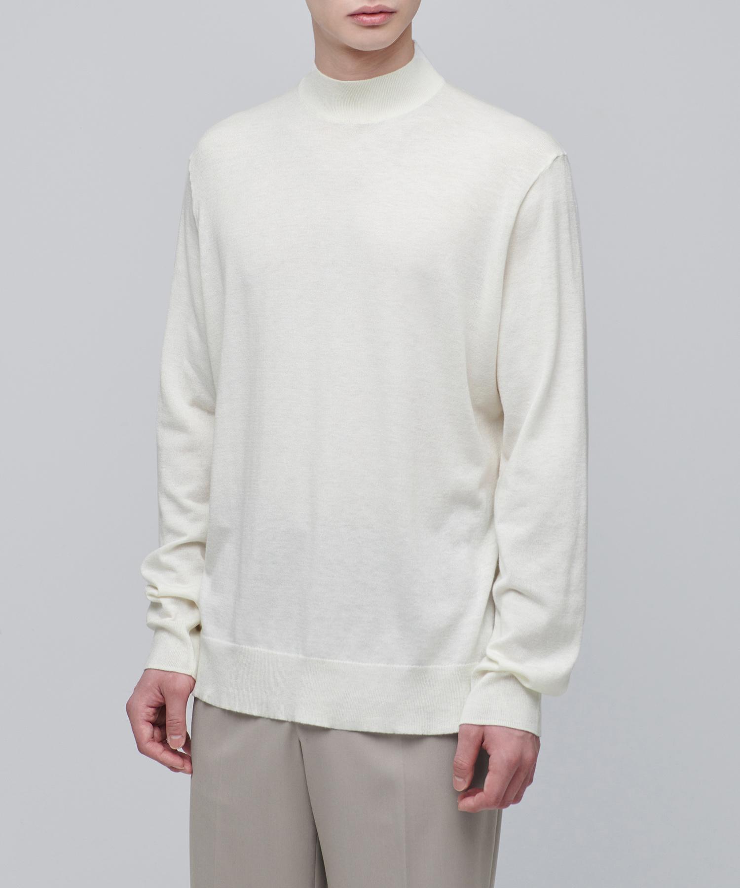 Musinsa Standard Merino Wool Blend High Gauge Mock Neck Knit [Ivory] Ivory/S
