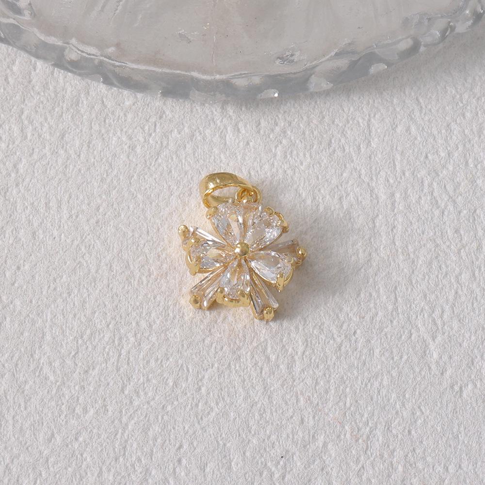 Double-Layer Floral T-Square Rhinestone Zircon Button Copper-Plated Fragrance Coat Headwear Accessory