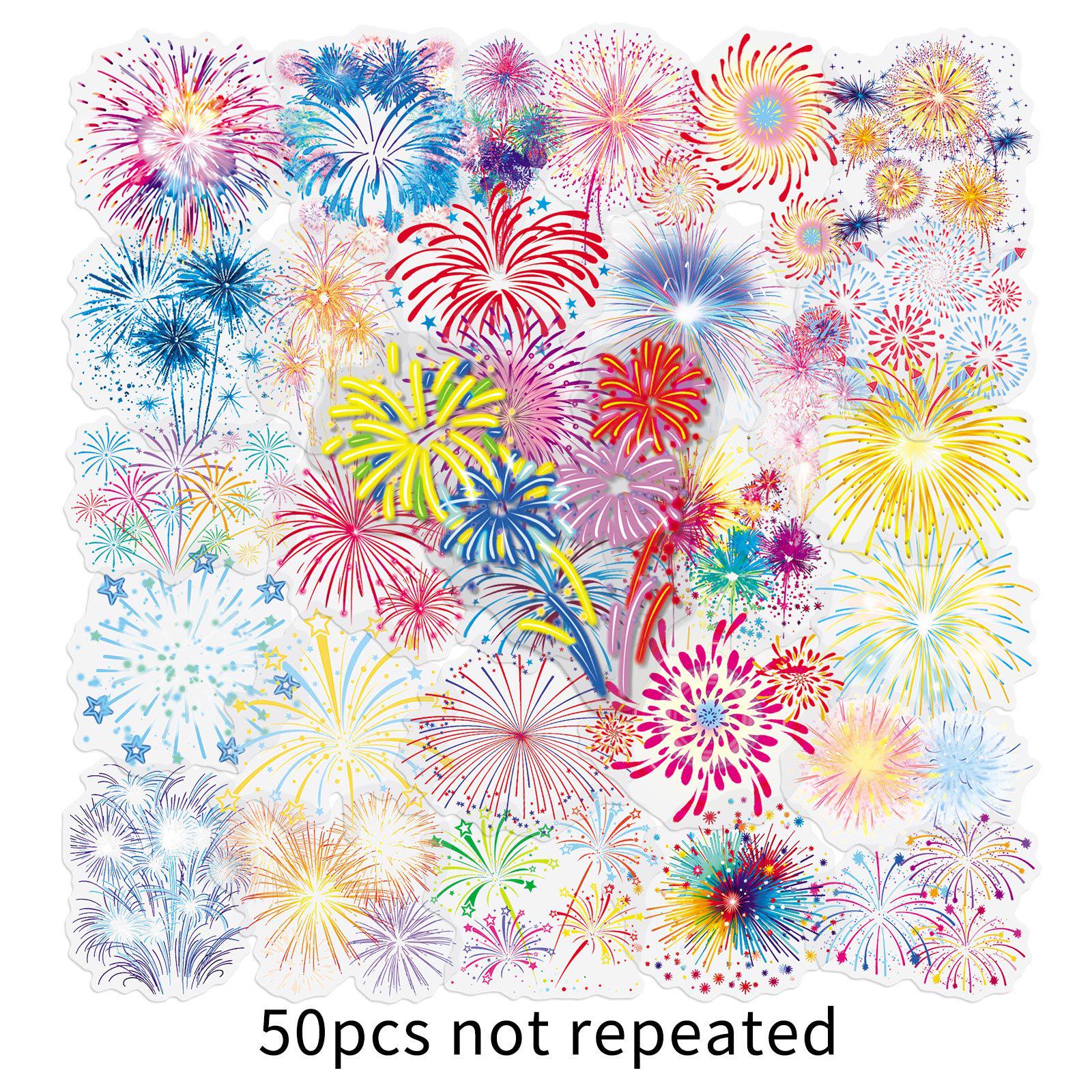 50 Fireworks PET Transparent Stickers: Exquisite INS Style Journal & Water Bottle DIY Stickers