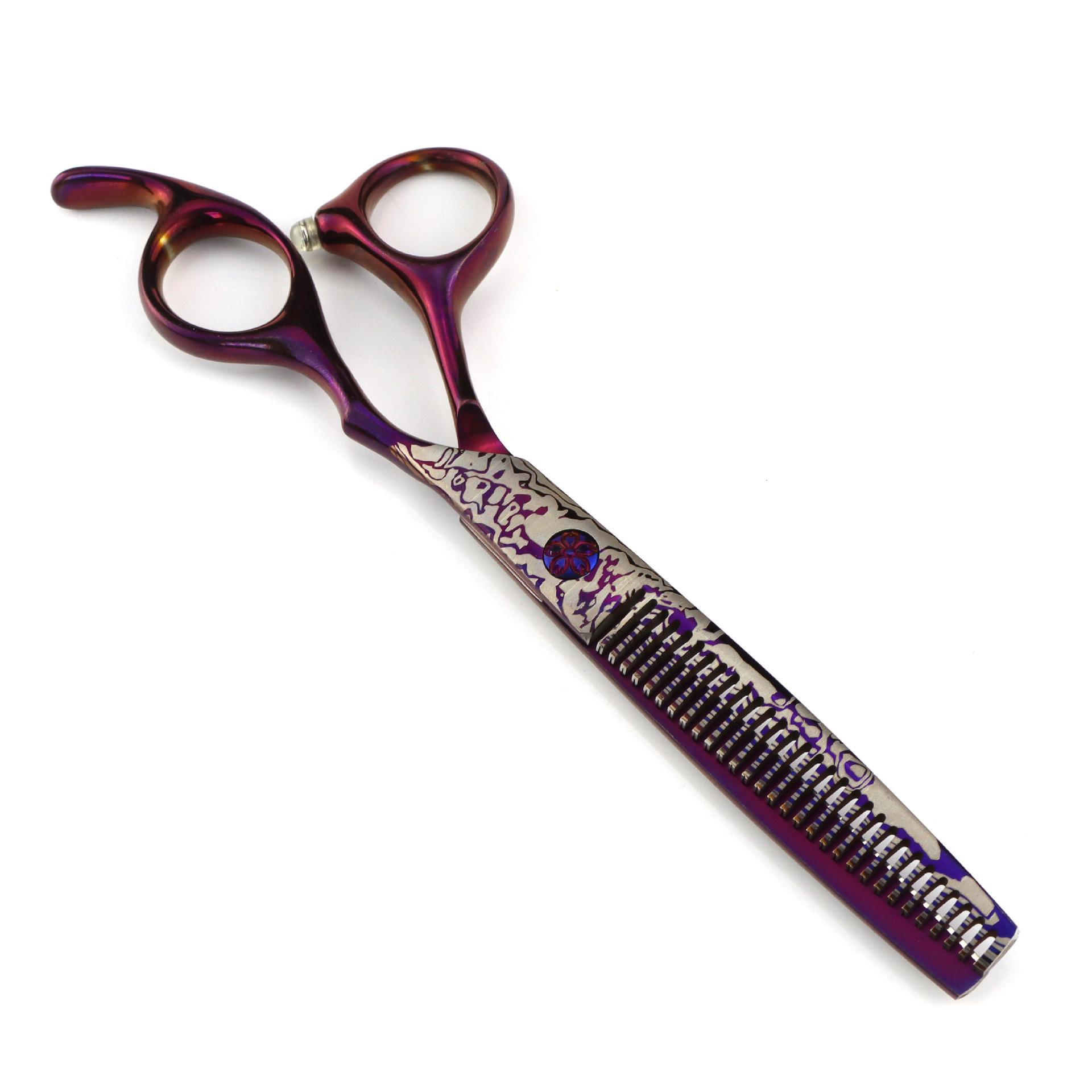 6.0 Purple Damascus Hairdressing & Thinning Scissors Set