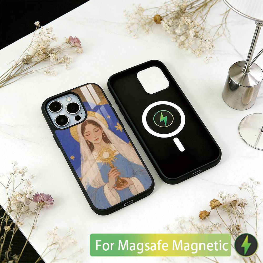 V-Virgen Mary Virgin Phone Case For iPhone17,16,15,14,13,12,11 Plus,Pro Magnetic with Magsafe Wireless Charging