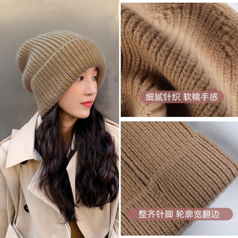 Winter new hats stacking hats women's fashion versatile wool knitted hats thickened thermal bald hats