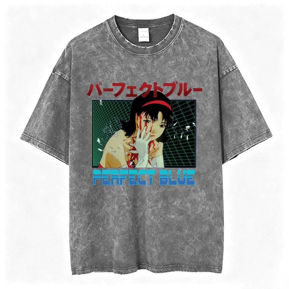 Anime Perfect Blue Mima Kirigoe Vintage Washed TShirt Men Women Clothing Fashion Aesthetic Short Sleeve Oversized T Shirts Tops