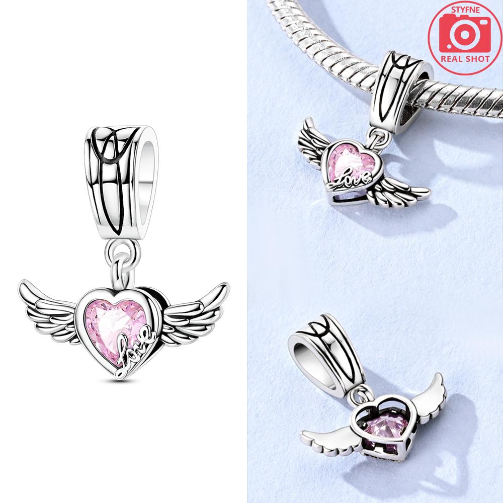 Authentic Charm Bead Charms Copper Heart Pink Zircon Bowknot Bead Charms Compatible With Bracelets Jewellery Making Diy Women Anniversary Gift Accesso