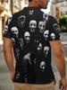 Men's Short-Sleeve Polo Shirt, Available in Multiple Sizes, Button- Collar with Black Masked Portrait Art Print, Black Lapel Short-Sleeve Top,
