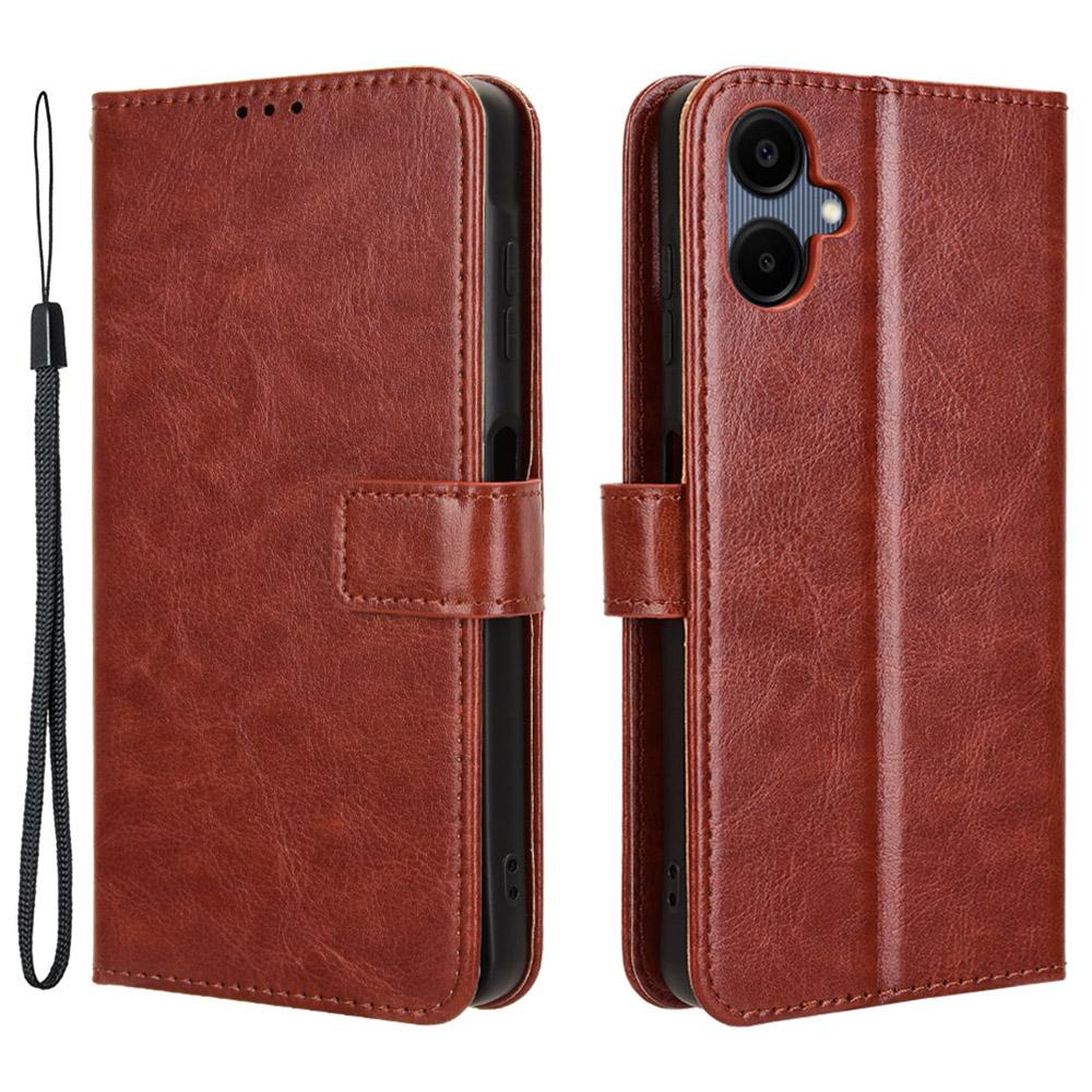 

Чехол для Samsung Galaxy A06 4G/A06 5G, текстура Crazy Horse, из искусственной кожи, чехол-кошелек для телефона Brown