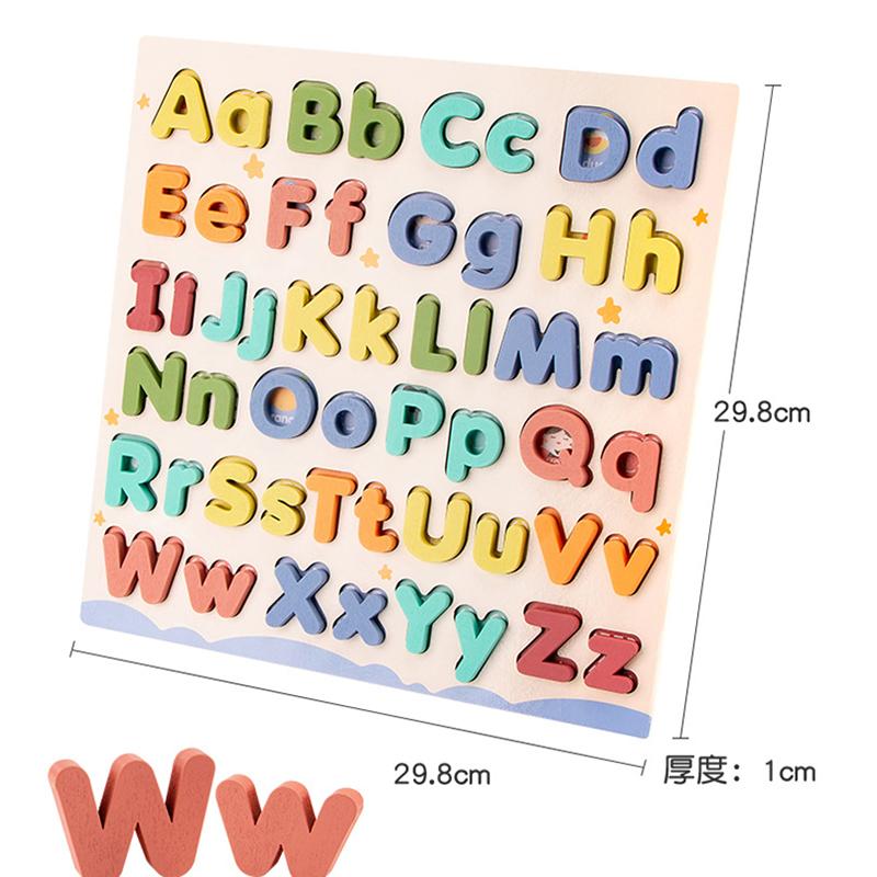 Holzpuzzles Spielzeug für Kinder 3 Jahre Alphabet Zahlen Kinder Montessori Pädagogisches Lernspielzeug abc Buchstaben Vorschulgeschenk