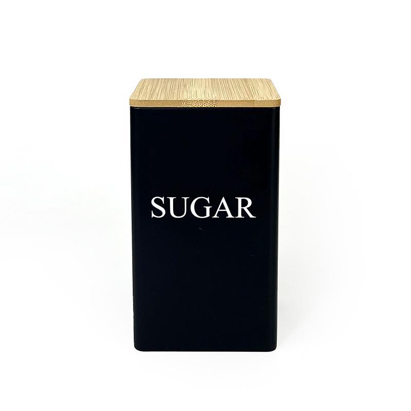 Blechdose mit Bambusdeckel für Zucker, Tee und Kaffee - Schlichtes Design, versiegelte Verpackung