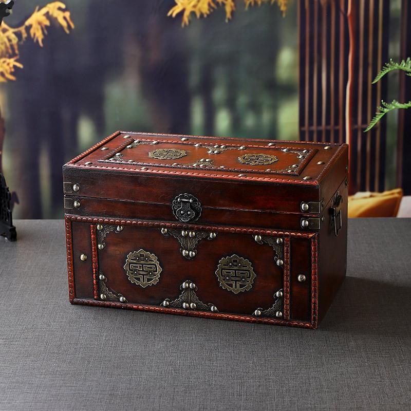 New Chinese Style Vintage Wooden Storage Box With Lid For Jewelry Organizer
