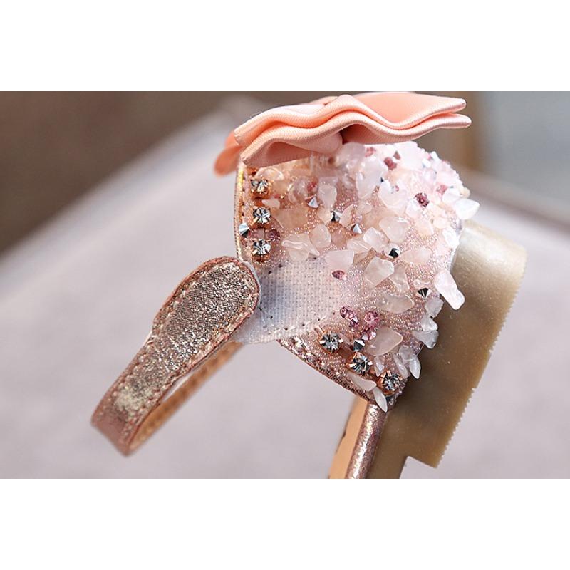 Summer New Arrival Korean Style Rhinestone Soft-Soled Girls’ Sandals Princess Shoes Children’s Shoes Spring Girls’ Leather Shoes Trendy