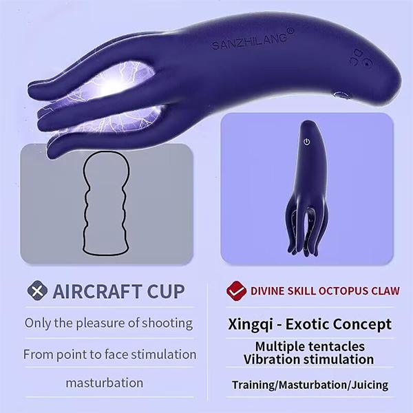 Glans Trainer pro muže Výkonný vibrační penis Glan masturbátor Měkká masáž na konečky prstů Prodloužení výdrže Masážní vibrátor Ruční Glans Trenažér Sexuální hračka