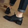 Modă 2025 Pantofi cu toc pentru femei Primăvară Toamnă cu șireturi Vârf rotund Confortabili Concisi Piele naturală Mocasini Pantofi Femeie Pantofi casual de lucru