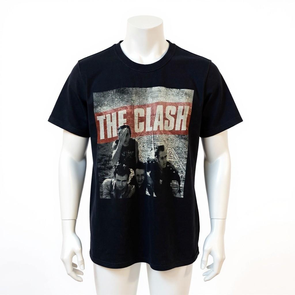 Mens The Clash Black Band T-Shirt Size S UK Rock band Graphic Print A932 L