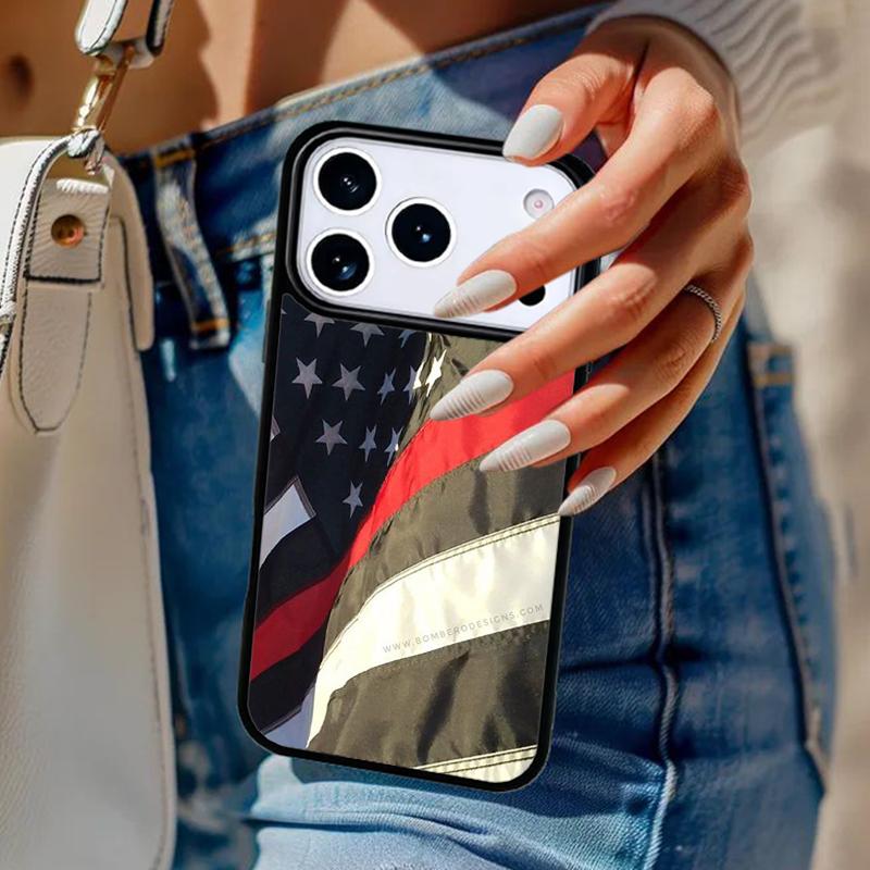 

Firefighter Thin Red Line Flag Fireman Axe Phone Case For iPhone 17 Air 14 15 13 12 Max Cover For Apple 16e 11 Pro Max Plus iPhone 17Air