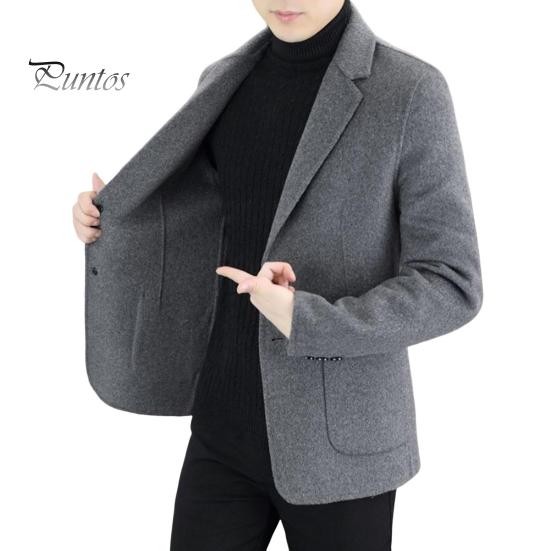 

Шерстяной пиджак с лацканами, длинный рукав, однобортный пиджак на двух пуговицах с карманами, однотонный пиджак XL серый