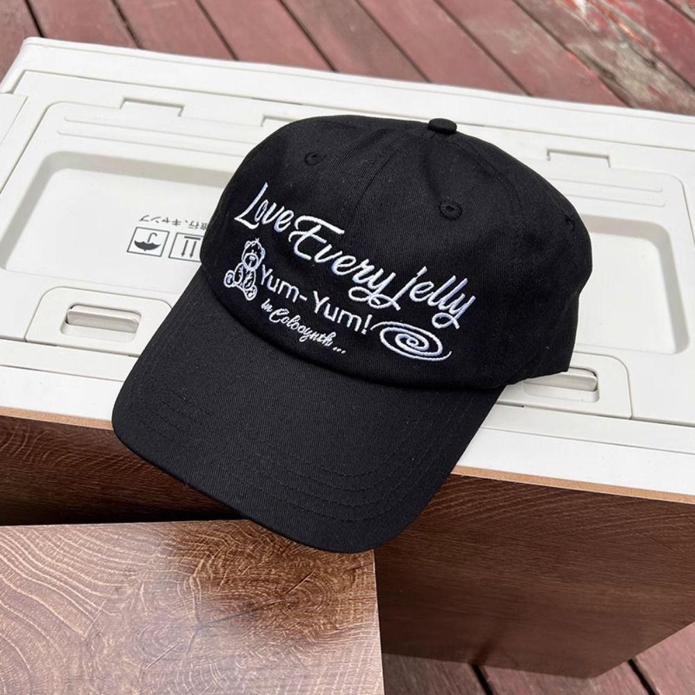 Korean Style Teenagers Baseball Cap Adjustable Duck Tongue Hat Bear Embroidery Baseball Hat  Women