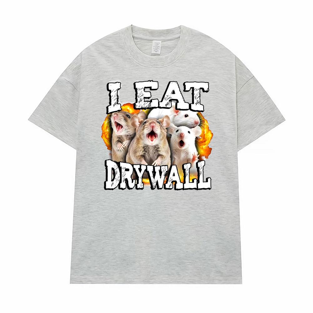 Funny Meme I Eat Drywall Cursed Mouse Graphic T-shirt Men Women High Quality Comfort T Shirt Fashion Classic Streetwear T Shirts