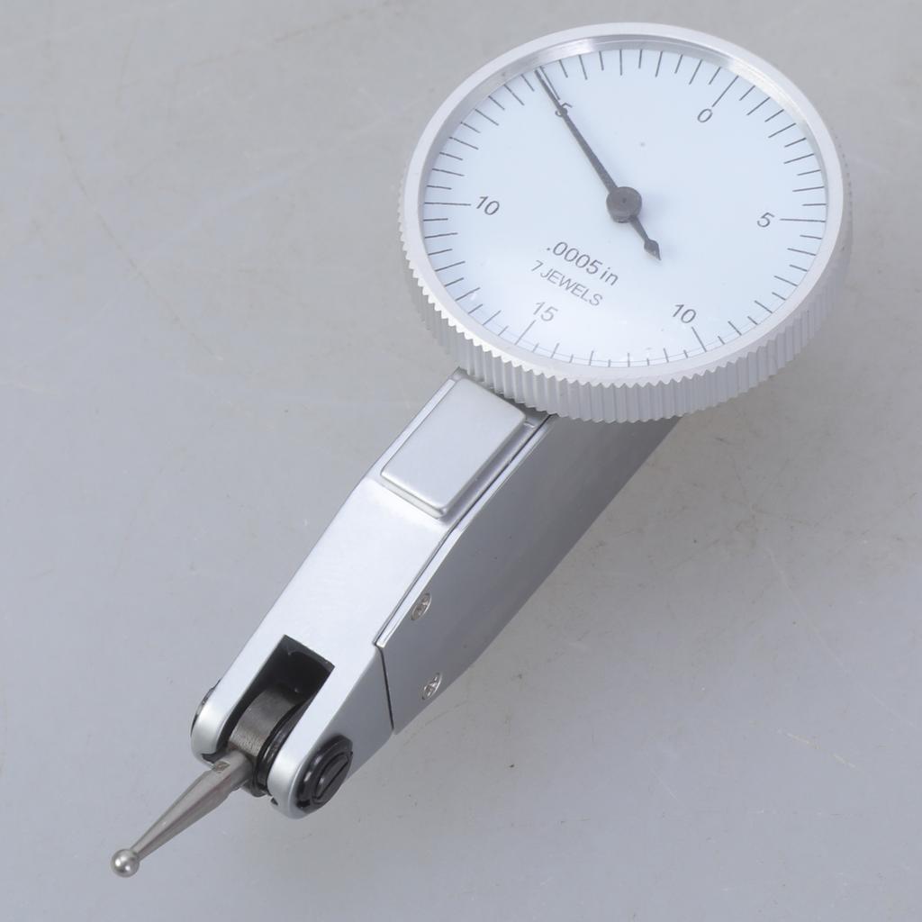 0-15-0 Dial Reading Dial Test Indicator White Dial Face Dial Gauge Lever Gauge with Dovetail Mount Accessories and Case