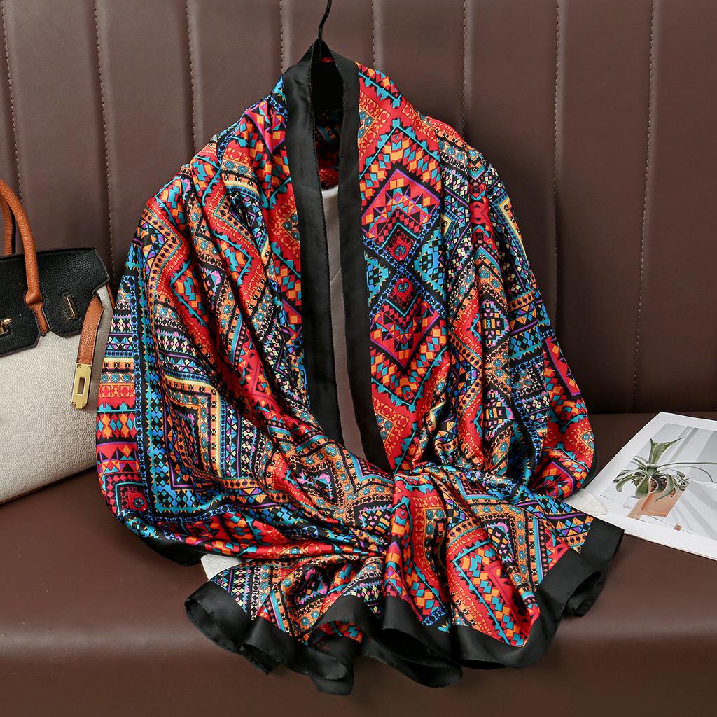 Print Silk Scarf Luxury Brand Shawls For Women Silk Head Scarves Hijab Wraps Femme Pashmina Foulard